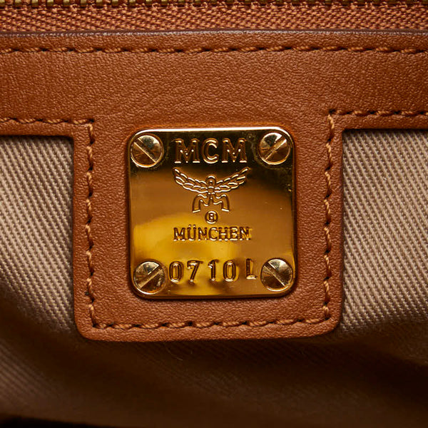 エム シー エム ロゴ型押し ハンドバッグ ショルダーバッグ 2WAY ブラウン レザー レディース MCM 【中古】