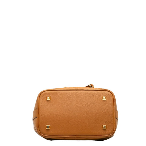 エム シー エム ロゴ型押し ハンドバッグ ショルダーバッグ 2WAY ブラウン レザー レディース MCM 【中古】