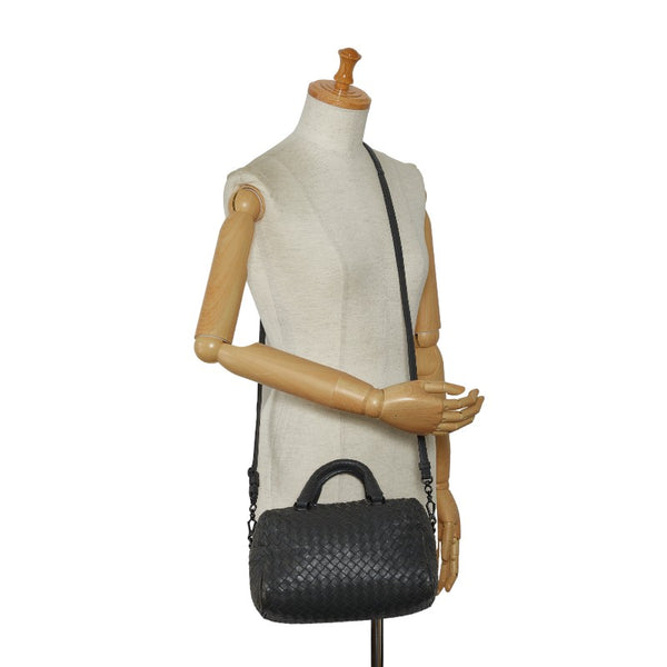ボッテガヴェネタ イントレチャート ハンドバッグ ショルダーバッグ 2WAY グレー レザー レディース BOTTEGAVENETA 【中古】