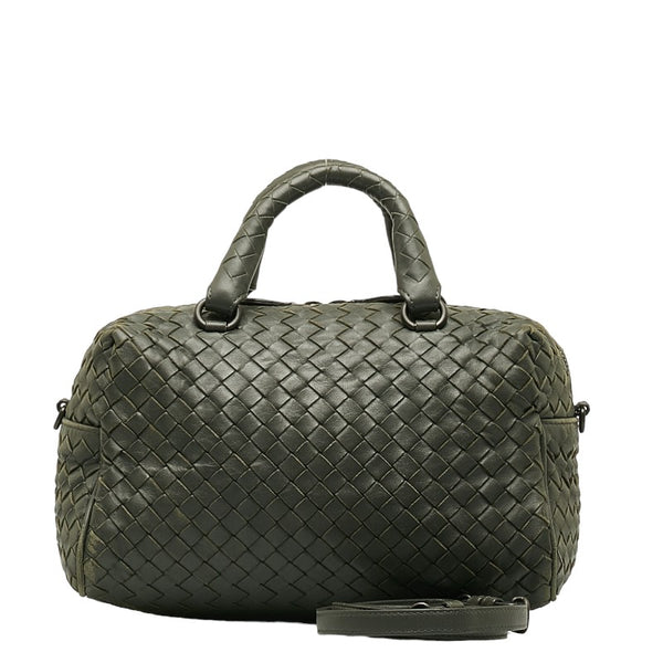 ボッテガヴェネタ イントレチャート ハンドバッグ ショルダーバッグ 2WAY グレー レザー レディース BOTTEGAVENETA 【中古】