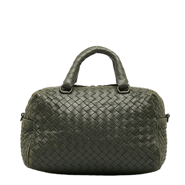 ボッテガヴェネタ イントレチャート ハンドバッグ ショルダーバッグ 2WAY グレー レザー レディース BOTTEGAVENETA 【中古】