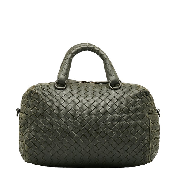 ボッテガヴェネタ イントレチャート ハンドバッグ ショルダーバッグ 2WAY グレー レザー レディース BOTTEGAVENETA 【中古】