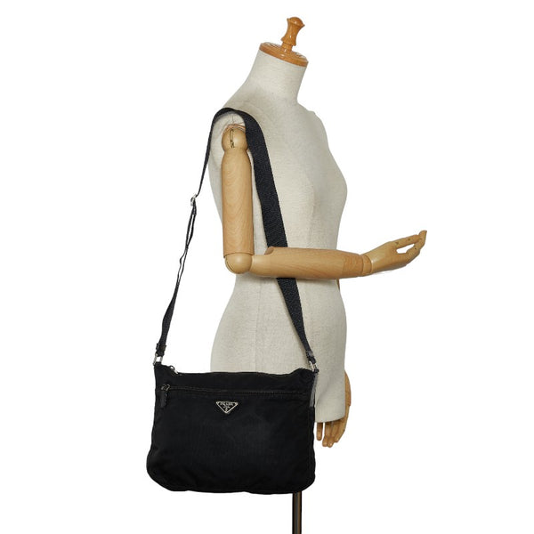 プラダ 斜め掛け ショルダーバッグ ブラック ナイロン レディース PRADA 【中古】