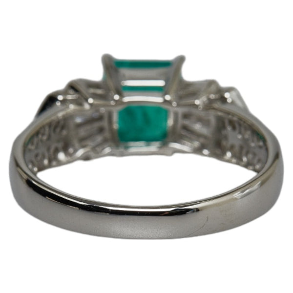 Pt900 プラチナ エメラルド1.07ct ダイヤ0.57ct リング 指輪 レディース 14.5号 【中古】