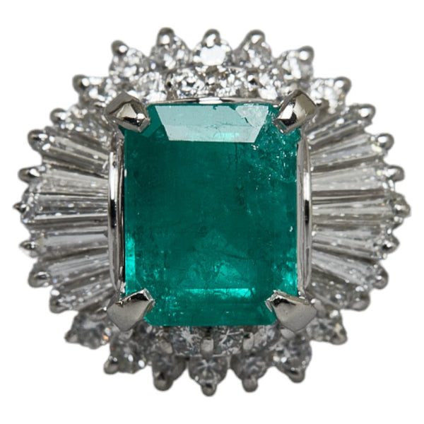 Pt900 プラチナ エメラルド1.69ct ダイヤ0.76ct リング 指輪 レディース 9号 【中古】