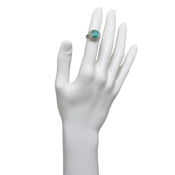 Pt900 プラチナ エメラルド1.69ct ダイヤ0.76ct リング 指輪 レディース 9号 【中古】