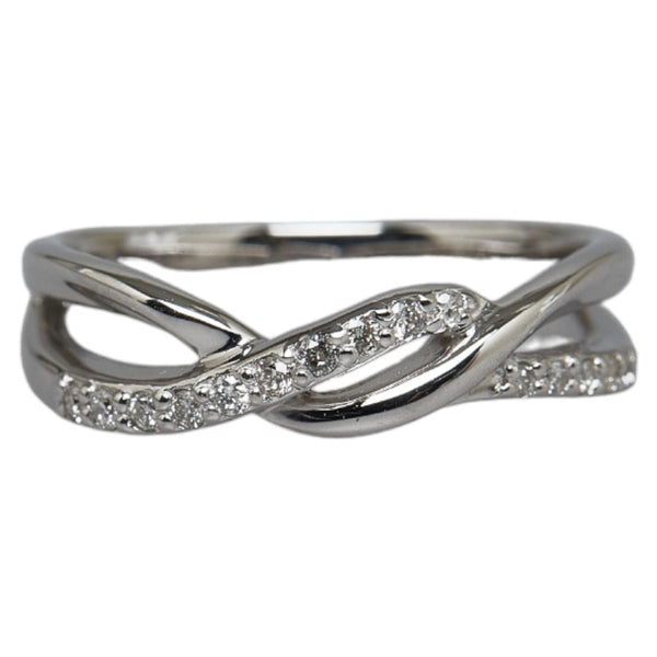 オンワード K10 ゴールド ダイヤ0.11ct 組曲 リング 指輪 レディース ONWARD 11号 【中古】