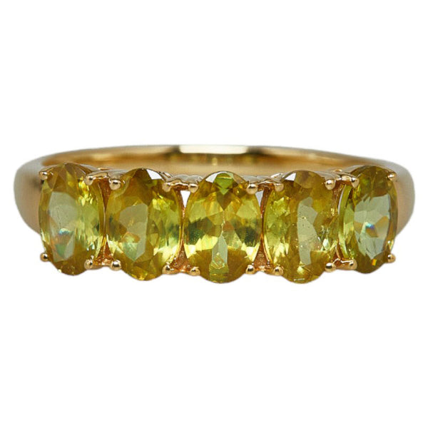 K18YG イエローゴールド ペリドット1.85ct 一文字 リング 指輪 レディース 18号 【中古】