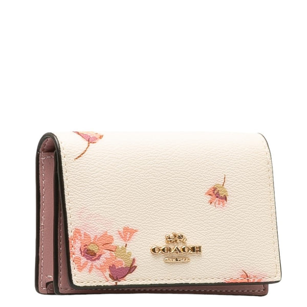 コーチ フローラル フラワー 花 カードケース 名刺入れ 91561 ピンク PVC レザー レディース COACH 【中古】