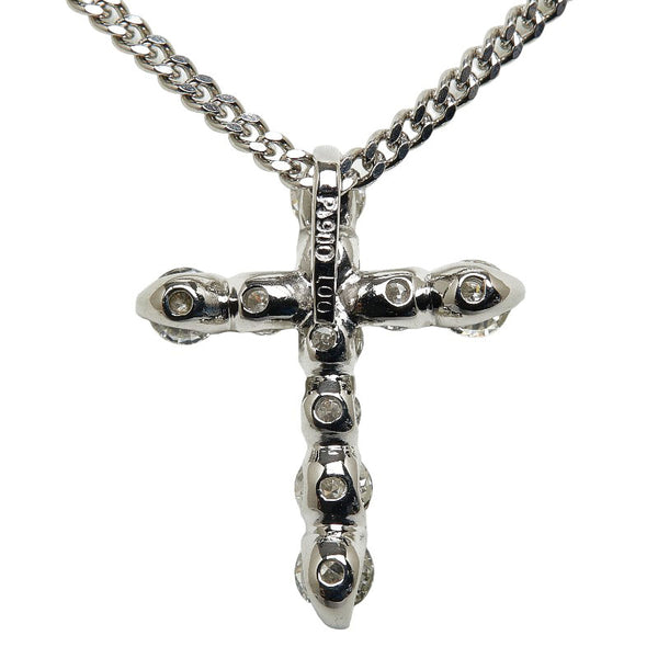 Pt900 プラチナ Pt850 プラチナ ダイヤ1.00ct クロス 十字架 ネックレス レディース 【中古】