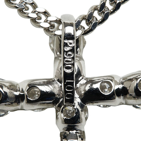 Pt900 プラチナ Pt850 プラチナ ダイヤ1.00ct クロス 十字架 ネックレス レディース 【中古】