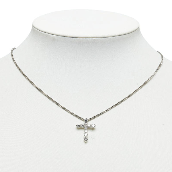 Pt900 プラチナ Pt850 プラチナ ダイヤ1.00ct クロス 十字架 ネックレス レディース 【中古】