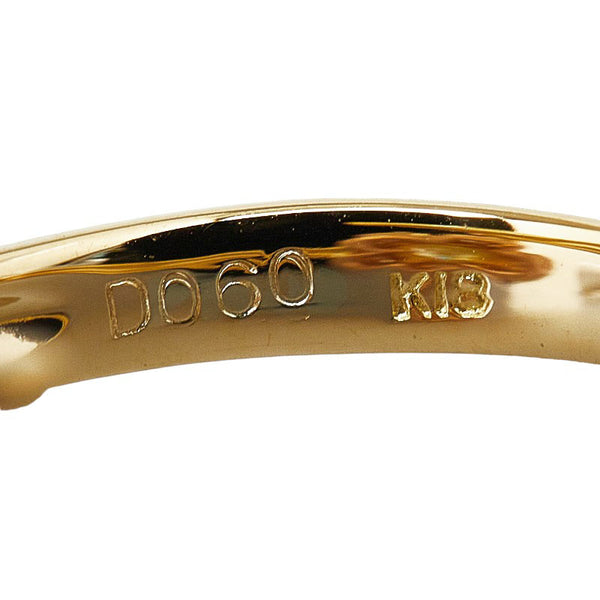 K18YG イエローゴールド ダイヤ0.60ct フラワー ピンク リング 指輪 レディース 11号 【中古】