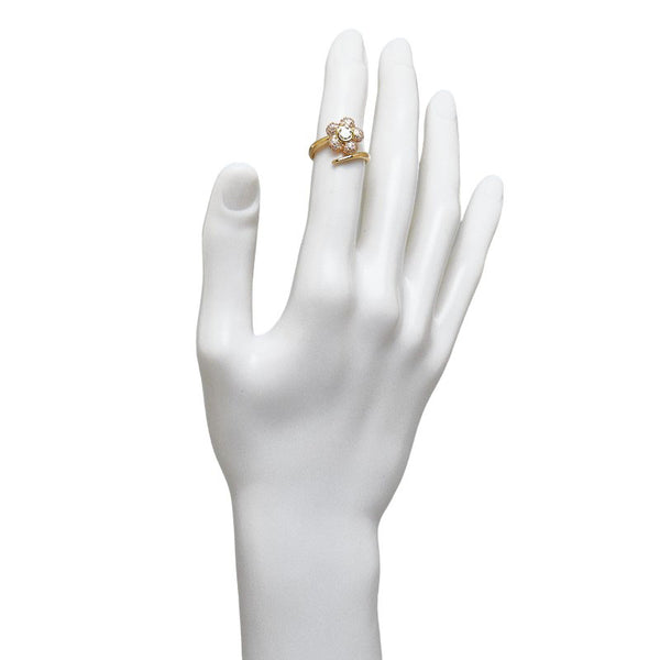 K18YG イエローゴールド ダイヤ0.60ct フラワー ピンク リング 指輪 レディース 11号 【中古】