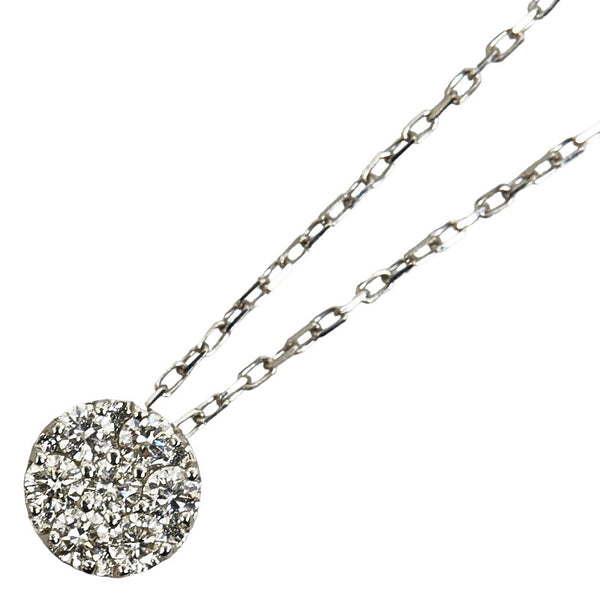 Pt900 プラチナ Pt850 プラチナ ダイヤ0.20ct パヴェ ラウンド ネックレス レディース 【中古】