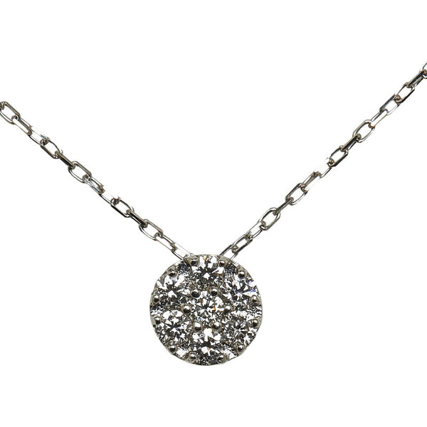Pt900 プラチナ Pt850 プラチナ ダイヤ0.20ct パヴェ ラウンド ネックレス レディース 【中古】
