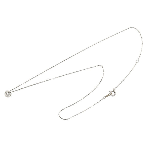 Pt900 プラチナ Pt850 プラチナ ダイヤ0.20ct パヴェ ラウンド ネックレス レディース 【中古】