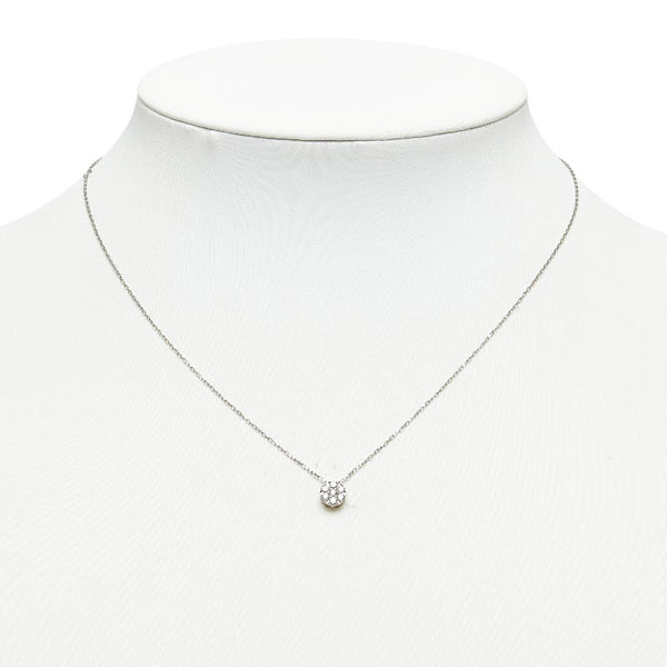 Pt900 プラチナ Pt850 プラチナ ダイヤ0.20ct パヴェ ラウンド ネックレス レディース 【中古】