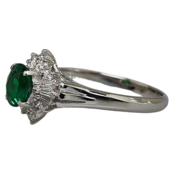 Pt900 プラチナ グリーンガーネット0.97ct ダイヤ0.24ct リング 指輪 レディース 14号 【中古】
