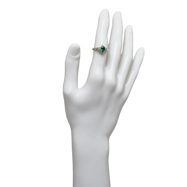 Pt900 プラチナ グリーンガーネット0.97ct ダイヤ0.24ct リング 指輪 レディース 14号 【中古】
