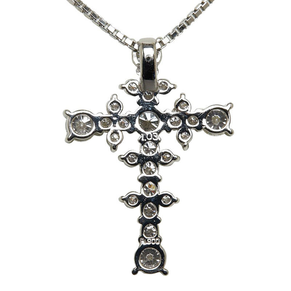 Pt900 プラチナ Pt850 プラチナ ダイヤ1.03ct クロス モチーフ ネックレス ペンダント レディース 【中古】