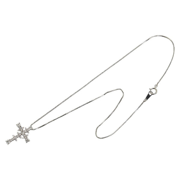 Pt900 プラチナ Pt850 プラチナ ダイヤ1.03ct クロス モチーフ ネックレス ペンダント レディース 【中古】