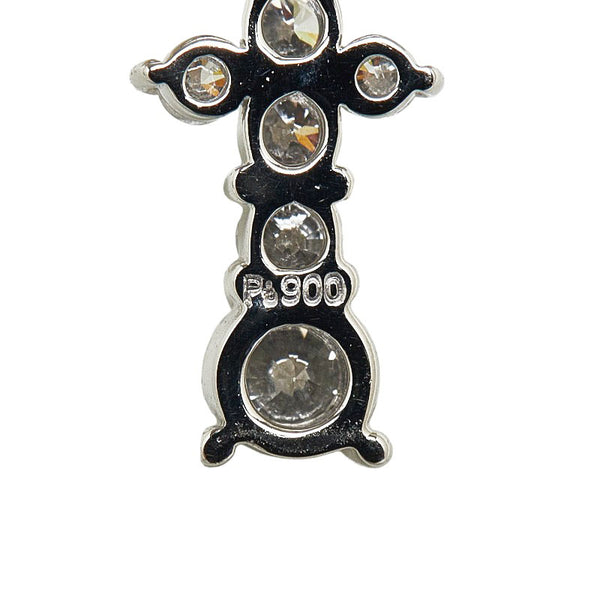 Pt900 プラチナ Pt850 プラチナ ダイヤ1.03ct クロス モチーフ ネックレス ペンダント レディース 【中古】