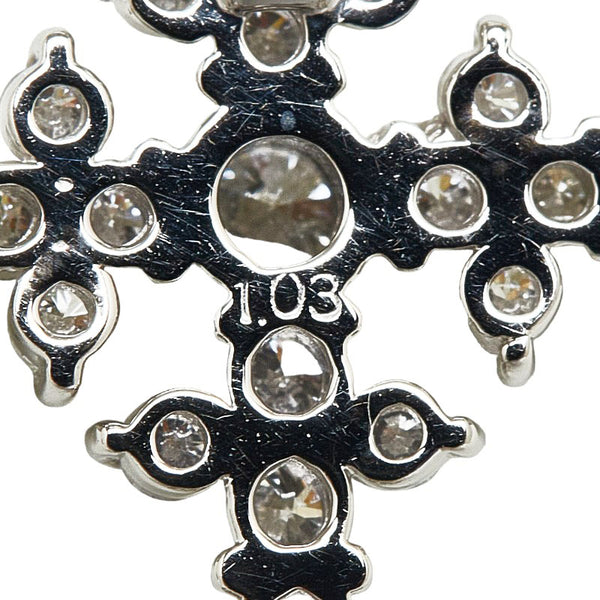 Pt900 プラチナ Pt850 プラチナ ダイヤ1.03ct クロス モチーフ ネックレス ペンダント レディース 【中古】