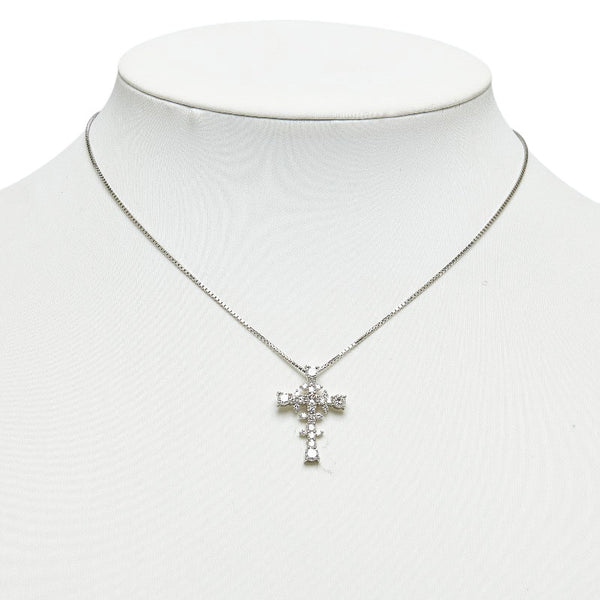 Pt900 プラチナ Pt850 プラチナ ダイヤ1.03ct クロス モチーフ ネックレス ペンダント レディース 【中古】