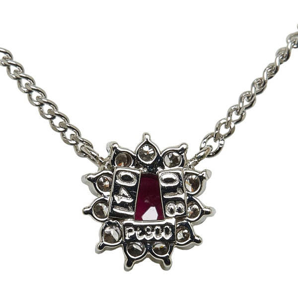 Pt900 プラチナ Pt850 プラチナ ルビー0.41 ダイヤ0.16ct ネックレス レディース 【中古】