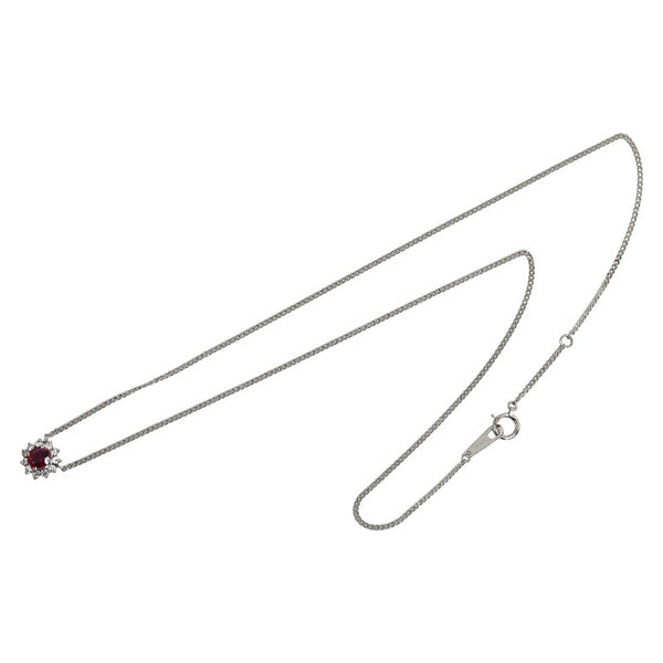 Pt900 プラチナ Pt850 プラチナ ルビー0.41 ダイヤ0.16ct ネックレス レディース 【中古】