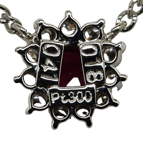 Pt900 プラチナ Pt850 プラチナ ルビー0.41 ダイヤ0.16ct ネックレス レディース 【中古】