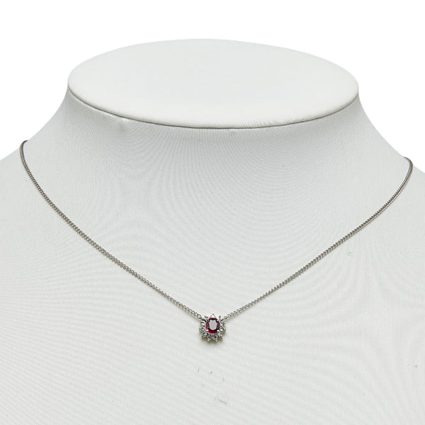 Pt900 プラチナ Pt850 プラチナ ルビー0.41 ダイヤ0.16ct ネックレス レディース 【中古】
