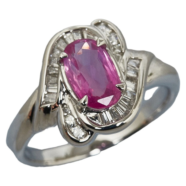 Pt900 プラチナ ピンクサファイア1.40ct ダイヤ0.35ct リング 指輪 レディース 13.5号 【中古】