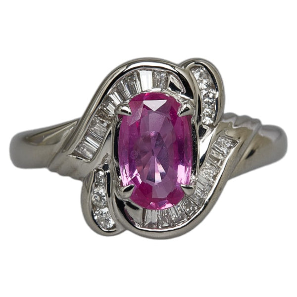 Pt900 プラチナ ピンクサファイア1.40ct ダイヤ0.35ct リング 指輪 レディース 13.5号 【中古】