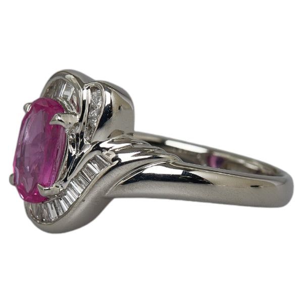 Pt900 プラチナ ピンクサファイア1.40ct ダイヤ0.35ct リング 指輪 レディース 13.5号 【中古】