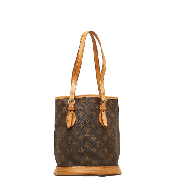 ルイ ヴィトン モノグラム プチ バケットPM トートバッグ ショルダーバッグ M42238 ブラウン PVC レザー レディース LOUIS VUITTON 【中古】