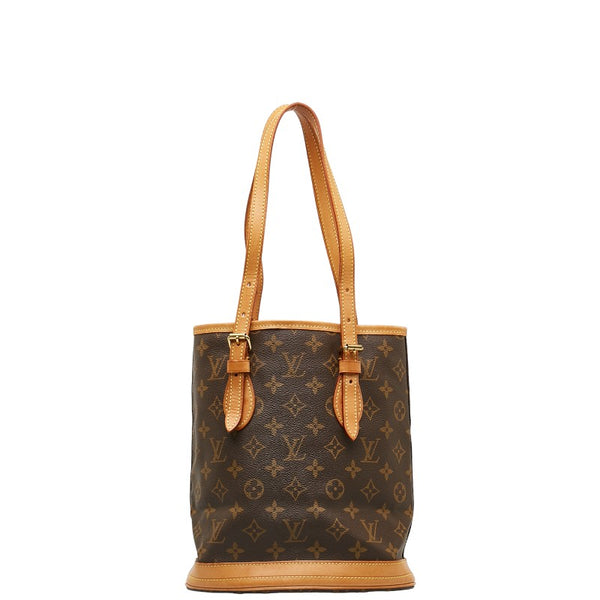 ルイ ヴィトン モノグラム プチ バケットPM トートバッグ ショルダーバッグ M42238 ブラウン PVC レザー レディース LOUIS VUITTON 【中古】