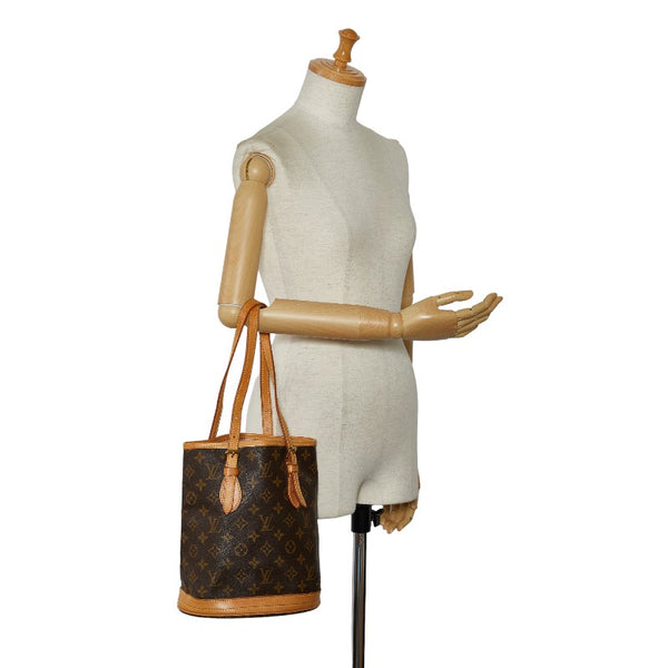 ルイ ヴィトン モノグラム プチ バケットPM トートバッグ ショルダーバッグ M42238 ブラウン PVC レザー レディース LOUIS VUITTON 【中古】