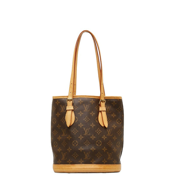 ルイ ヴィトン モノグラム プチ バケットPM トートバッグ ショルダーバッグ M42238 ブラウン PVC レザー レディース LOUIS VUITTON 【中古】