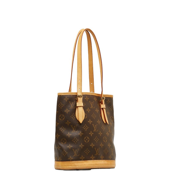 ルイ ヴィトン モノグラム プチ バケットPM トートバッグ ショルダーバッグ M42238 ブラウン PVC レザー レディース LOUIS VUITTON 【中古】