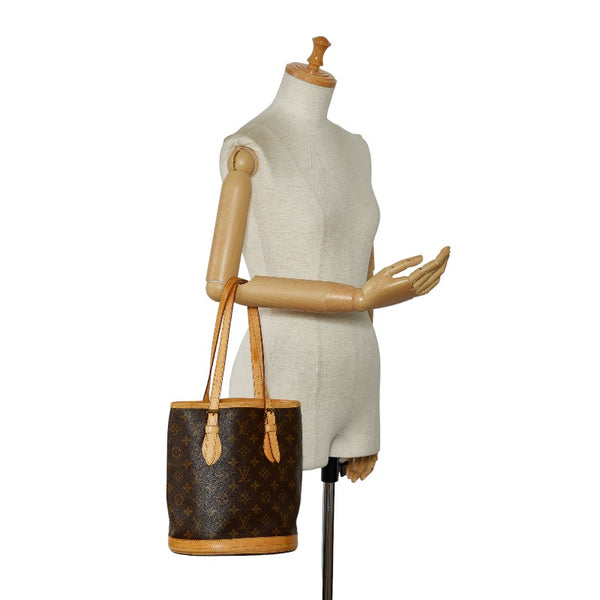 ルイ ヴィトン モノグラム プチ バケットPM トートバッグ ショルダーバッグ M42238 ブラウン PVC レザー レディース LOUIS VUITTON 【中古】