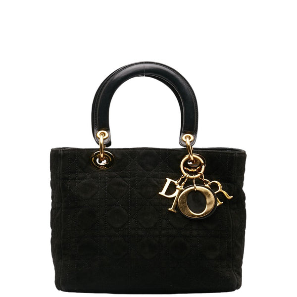 ディオール レディディオール カナージュ ハンドバッグ ブラック スウェード レディース Dior 【中古】
