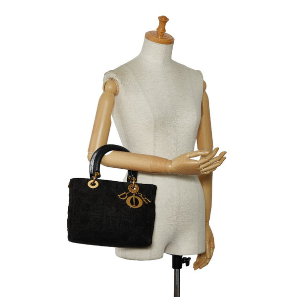 ディオール レディディオール カナージュ ハンドバッグ ブラック スウェード レディース Dior 【中古】