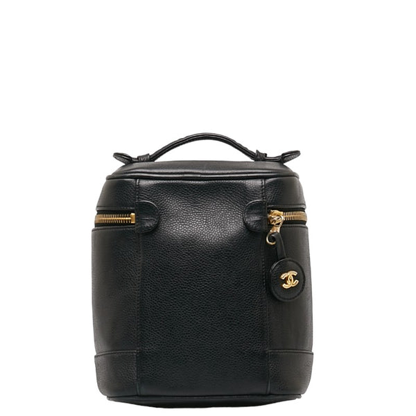 シャネル デカココマーク ハンドバッグ バニティバッグ ヴァニティバッグ ブラック キャビアスキン レディース CHANEL 【中古】