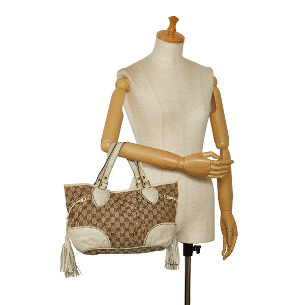 グッチ ディアマンテ スーキー ハンドバッグ トートバッグ 247902 ベージュ ホワイト キャンバス レザー レディース GUCCI 【中古】