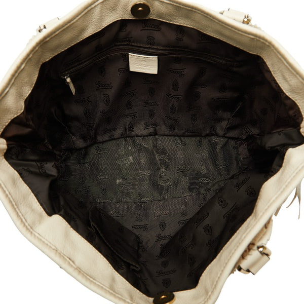 グッチ ディアマンテ スーキー ハンドバッグ トートバッグ 247902 ベージュ ホワイト キャンバス レザー レディース GUCCI 【中古】