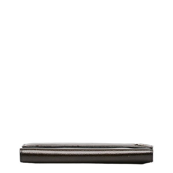 シャネル ココマーク 三つ折り財布 メタリックカーキ パテントレザー レディース CHANEL 【中古】