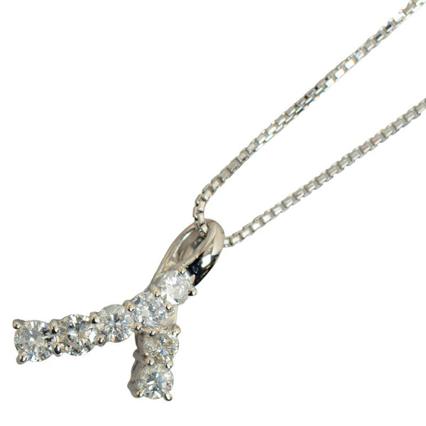 Pt900 プラチナ Pt850 プラチナ ダイヤ0.70ct エッジ ネックレス レディース 【中古】
