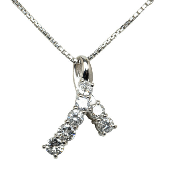 Pt900 プラチナ Pt850 プラチナ ダイヤ0.70ct エッジ ネックレス レディース 【中古】